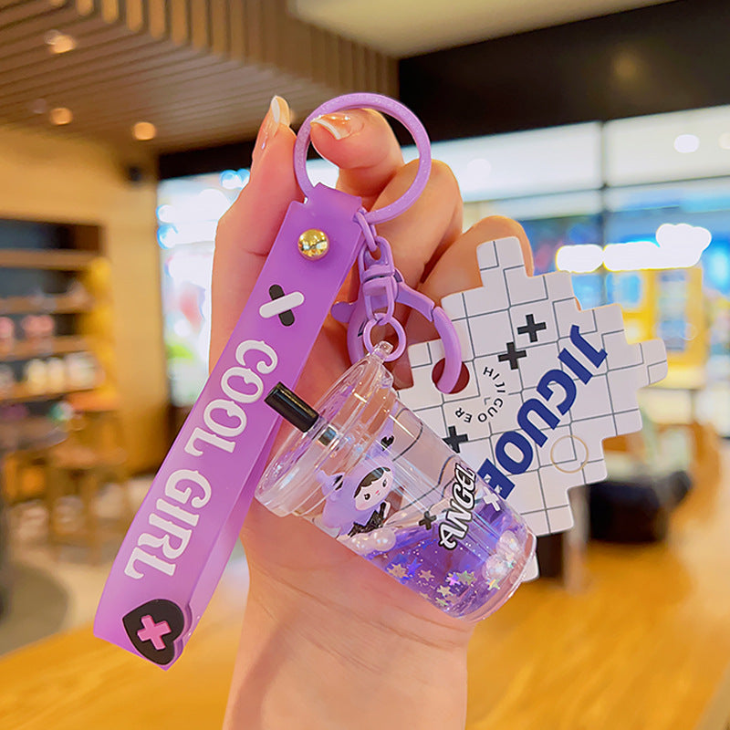 Wholesale Acrylic Cute Pony Purple Quicksand Liquid Oiled Keychain